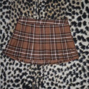Plaid Brown Women's Y2K pleated mini Skirt